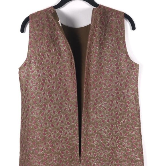 RED VALENTINO ROMANIA MADE Floral Lurex Jacquard Sleeveless Shift Dress Size 8 - Picture 5 of 15